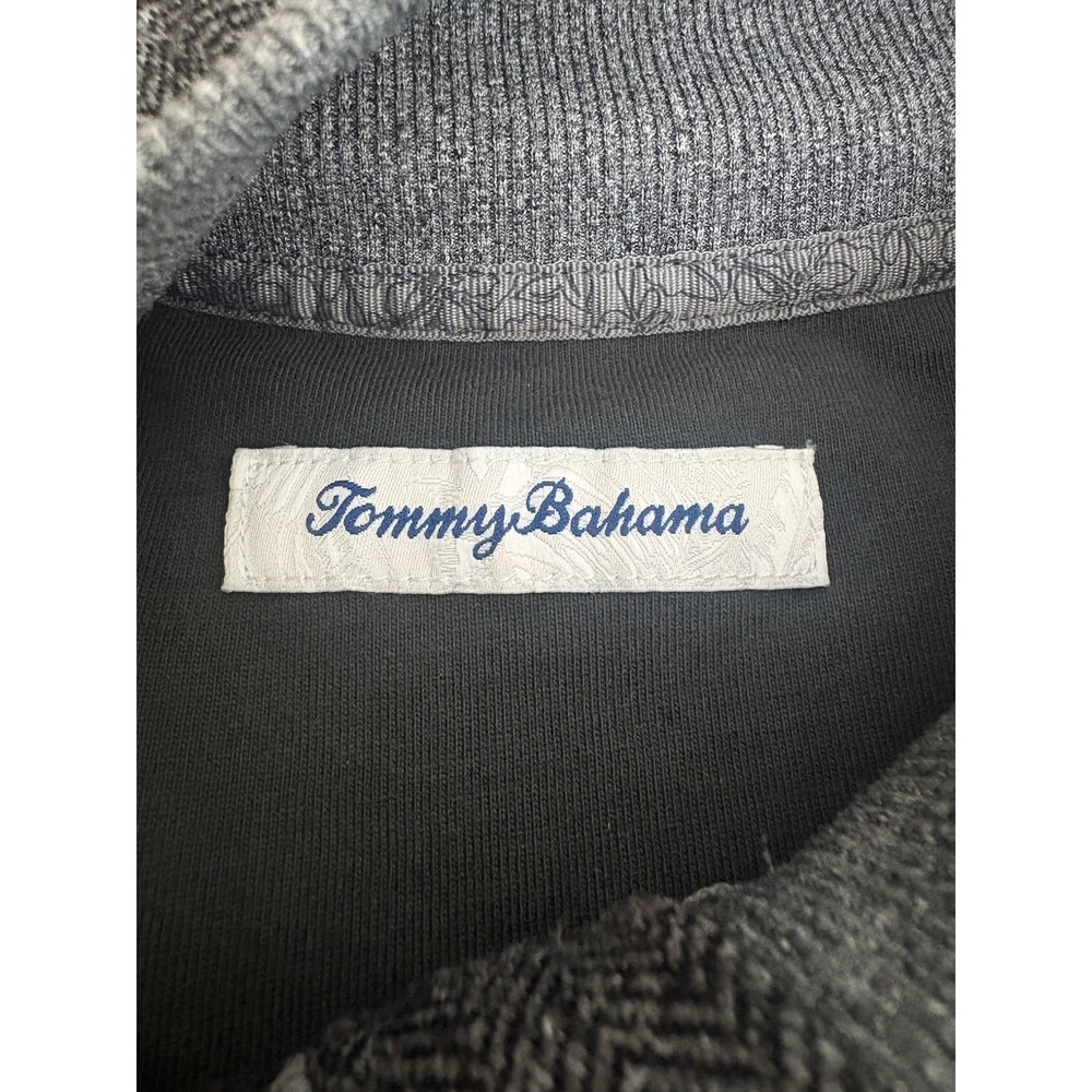 Tommy Bahama Sweater Mens Large Gray 1/4 Zip Mock Neck Relaxed Knit Cotton - Picture 8 of 12